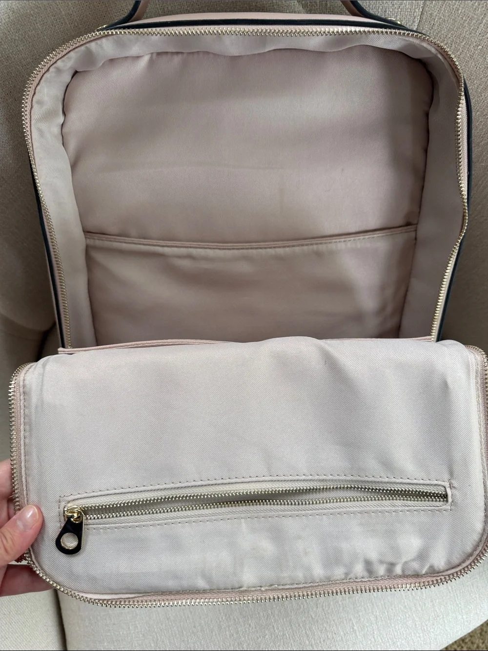 Calpak Dusty Pink Leather Backpack with Whipstitch Trim